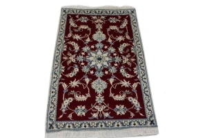 Red Traditional 3X5 Nain Kashmar Persian Rug