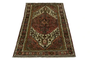 Semi Antique Bittersweet Red Tribal 3'8X6'5 Hamedan Persian Rug