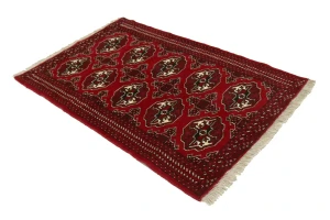 Scarlet Red Tribal 3X5 Turkoman Ghoochan Persian Rug