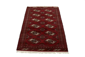 Red Tribal 3X5 Turkoman Ghoochan Persian Rug