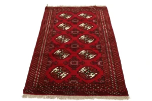 Red Tribal 3X5 Turkoman Ghoochan Persian Rug