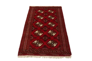 Red Tribal 3X5 Turkoman Ghoochan Persian Rug