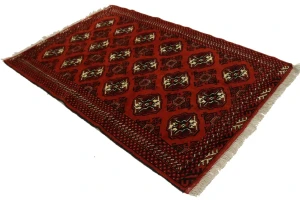 Scarlet Red Tribal 4X6 Turkoman Persian Rug
