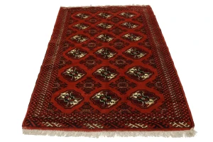 Scarlet Red Tribal 4X6 Turkoman Persian Rug
