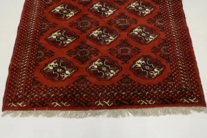 Scarlet Red Tribal 4X6 Turkoman Persian Rug