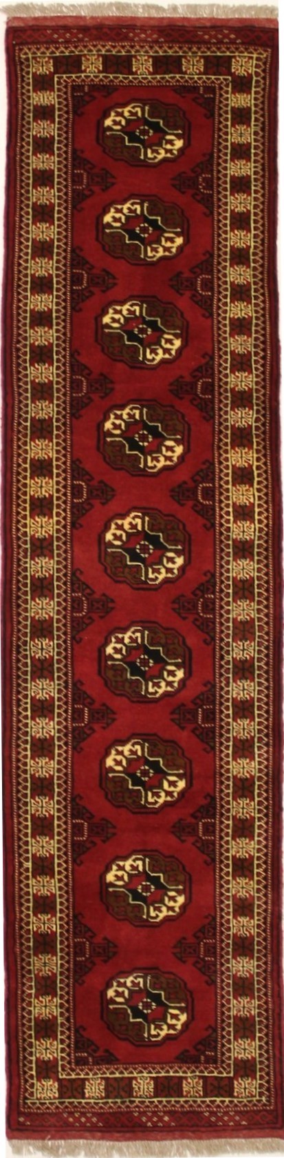 Red Tribal 3X10 Turkoman Persian Runner Rug