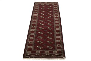 Maroon Red Tribal 3X9 Turkoman Persian Runner Rug