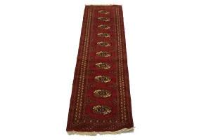 Red Tribal 2X9 Turkoman Persian Runner Rug