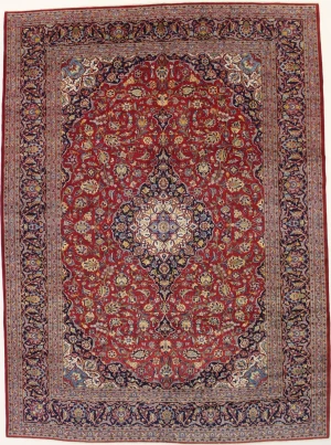 Vintage Red Traditional 10X13 Kashan Persian Rug