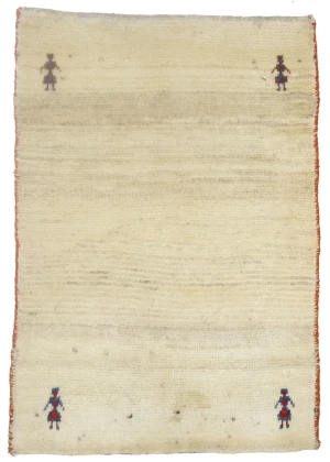 Vintage Cream Tribal 2'9 x 3'11Gabbeh Oriental Rug
