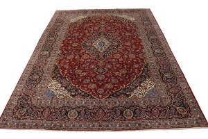 Vintage Red Traditional 10X14 Kashan Persian Rug
