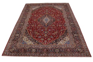 Vintage Red Traditional 10X14 Kashan Persian Rug