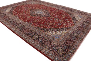 Vintage Red Traditional 10X14 Kashan Persian Rug