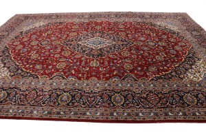 Vintage Red Traditional 10X14 Kashan Persian Rug