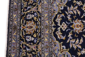 Vintage Dark Navy Traditional 10X13 Kashan Persian Rug