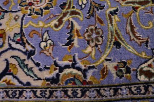 Vintage Dark Navy Traditional 10X13 Kashan Persian Rug