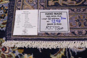 Vintage Dark Navy Traditional 10X13 Kashan Persian Rug