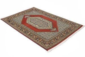 Vintage Scarlet Red Classic 3X5 Ghom Persian Rug