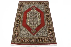 Vintage Scarlet Red Classic 3X5 Ghom Persian Rug