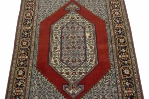 Vintage Scarlet Red Classic 3X5 Ghom Persian Rug