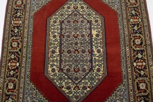 Vintage Scarlet Red Classic 3X5 Ghom Persian Rug