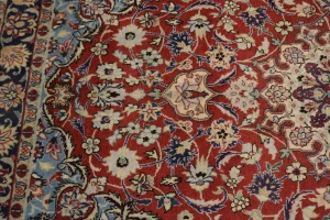 Vintage Scarlet Red Traditional 3'6X6'2 Isfahan Persian Rug