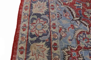 Vintage Scarlet Red Traditional 3'6X6'2 Isfahan Persian Rug