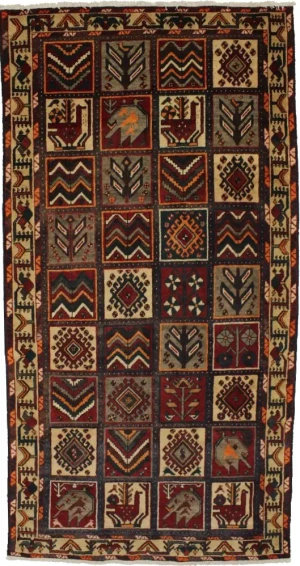 Vintage Rusty Red Floral Garden 5X10 Bakhtiari Persian Rug