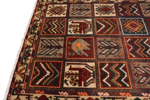 Vintage Rusty Red Floral Garden 5X10 Bakhtiari Persian Rug