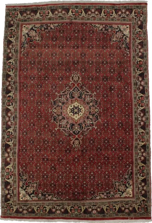 Vintage Red Floral 7X11 Bidjar Halvaei Persian Rug