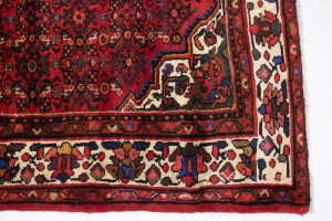 Vintage Red Tribal 7X11 Hossainabad Persian Rug