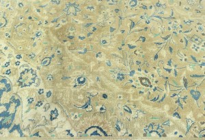 Antique Muted Tan Floral 10X13 Distressed Vintage Oriental Rug