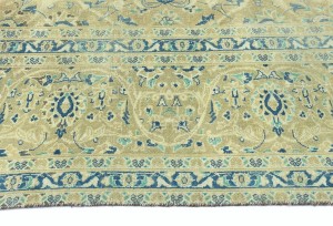 Antique Muted Tan Floral 10X13 Distressed Vintage Oriental Rug