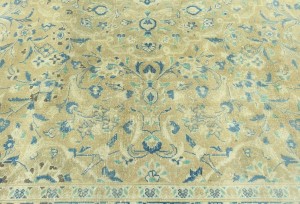 Antique Muted Tan Floral 10X13 Distressed Vintage Oriental Rug