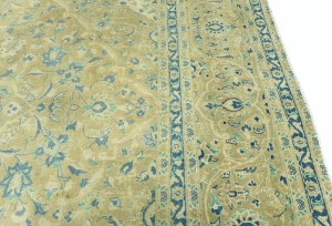 Antique Muted Tan Floral 10X13 Distressed Vintage Oriental Rug