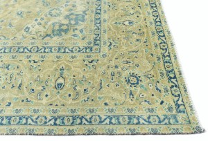 Antique Muted Tan Floral 10X13 Distressed Vintage Oriental Rug