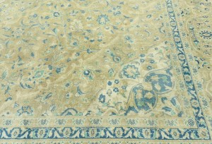 Antique Muted Tan Floral 10X13 Distressed Vintage Oriental Rug