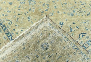 Antique Muted Tan Floral 10X13 Distressed Vintage Oriental Rug
