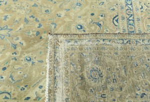 Antique Muted Tan Floral 10X13 Distressed Vintage Oriental Rug