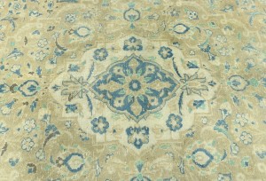 Antique Muted Tan Floral 10X13 Distressed Vintage Oriental Rug