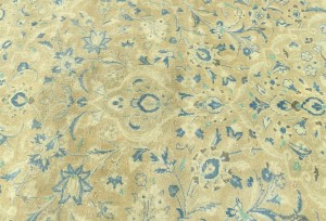 Antique Muted Tan Floral 10X13 Distressed Vintage Oriental Rug