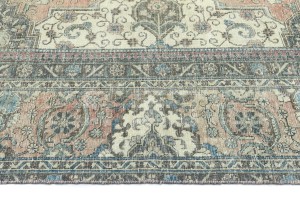 Antique Muted Rust Floral 10'4X13'6 Distressed Vintage Oriental Rug