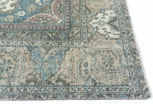 Antique Muted Rust Floral 10'4X13'6 Distressed Vintage Oriental Rug