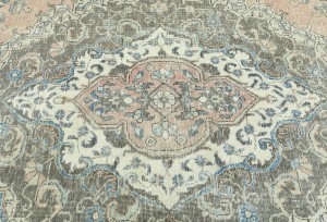 Antique Muted Rust Floral 10'4X13'6 Distressed Vintage Oriental Rug