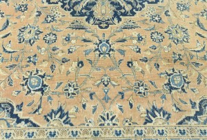 Antique Muted Rust Floral 9X12 Distressed Vintage Oriental Rug