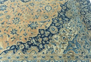 Antique Muted Rust Floral 9X12 Distressed Vintage Oriental Rug