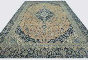 Antique Muted Rust Floral 9X12 Distressed Vintage Oriental Rug