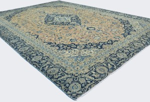Antique Muted Rust Floral 9X12 Distressed Vintage Oriental Rug