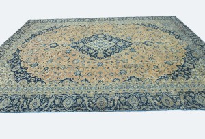 Antique Muted Rust Floral 9X12 Distressed Vintage Oriental Rug
