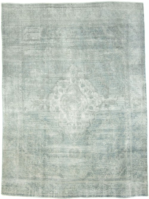 Antique Muted Gray Floral 8X11 Distressed Vintage Oriental Rug